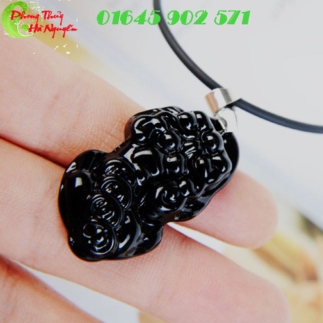 đá quý hà nguyễn - mặt dây chuyền tỳ hưu đá obsidian